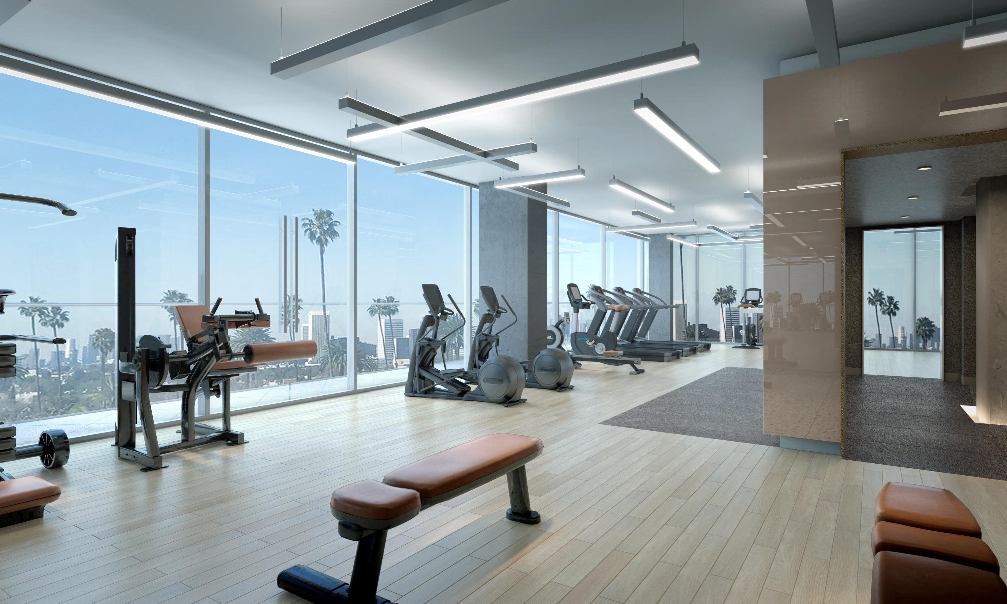 Beautiful Fitness Center with Technogym Equipment at Venue, California